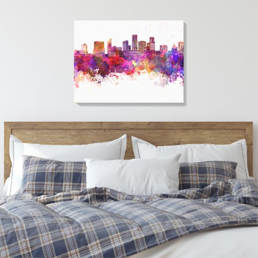 St. Paul Skyline im Aquarellhintergrund Leinwanddruck (Insitu (Schlafzimmer))