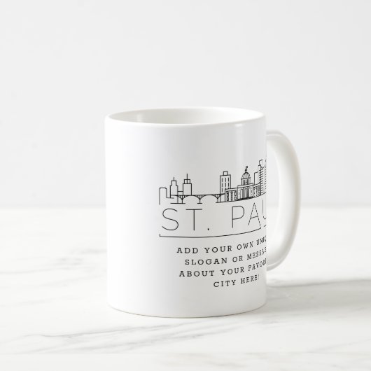 St. Paul Stylized Skyline | Benutzerdefinierter Sl Kaffeetasse (VorderseiteRechts)