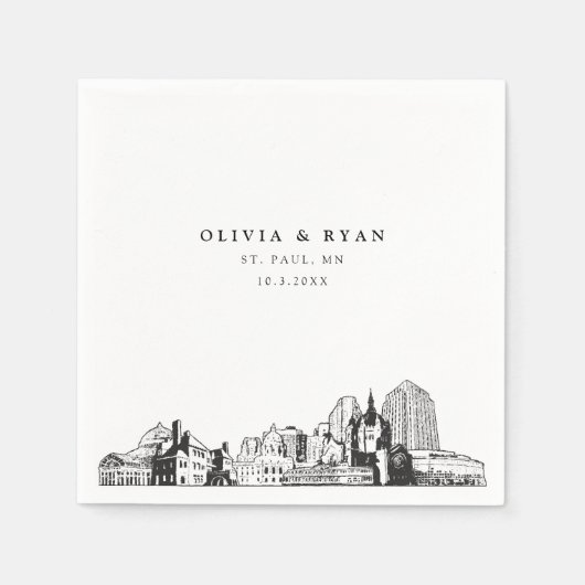 St. Paul Wedding Minimalistisch Paper Serviette (Vorderseite)