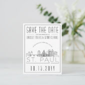 St. Paul Wedding | Stilisierte Skyline Save the Da Postkarte (Stehend Vorderseite)