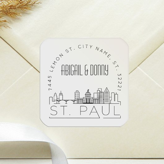 St. Paul Wedding | Voradressierter Umschlag Aufkle Quadratischer Aufkleber
