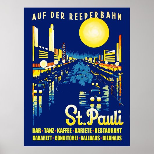 St. Pauli in der Nacht, Hamburg City, Deutschland Poster (Vorne)
