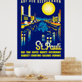 St. Pauli in der Nacht, Hamburg City, Deutschland Poster (Küche)