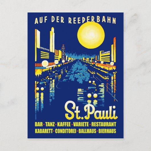 St. Pauli in der Nacht, Hamburg City, Deutschland Postkarte (Vorderseite)