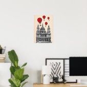 St Pauls Cathedral and Red Hot Air Balloons Poster (Heimbüro)