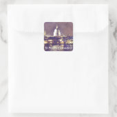 St Paul's Cathedral by Night Fine Art Malerei Quadratischer Aufkleber (Tasche)