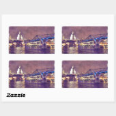 St Paul's Cathedral by Night Fine Art Malerei Rechteckiger Aufkleber (Blatt)