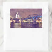 St Paul's Cathedral by Night Fine Art Malerei Rechteckiger Aufkleber (Tasche)