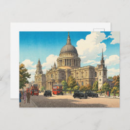 St Pauls Cathedral Japanese Woodblock Print Postkarte