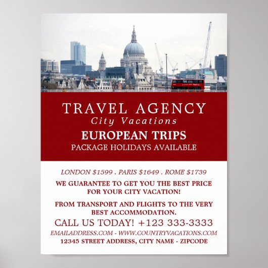 St Paul's Cathedral, London City, Reiseagentur Poster (Vorne)