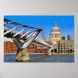 St. Paul's Cathedral London Millennium Bridge Poster