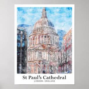 St Paul's Cathedral London Reise Wasserfarbe Poster