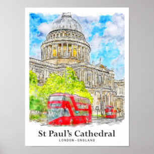 St Paul's Cathedral London Reise Wasserfarbe Poster