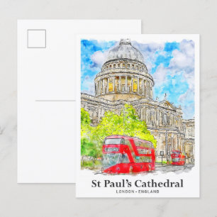 St Paul's Cathedral London Reise Wasserfarbe Postkarte