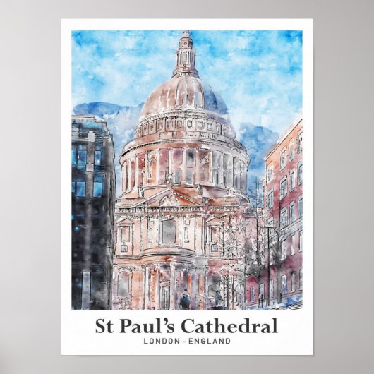 St Paul's Cathedral London Travel Watercolor Poster (Vorne)