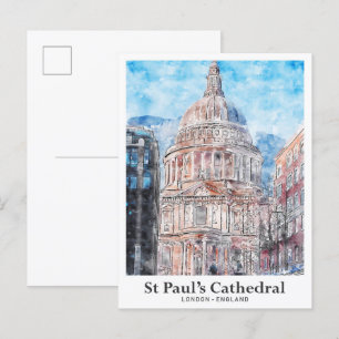 St Paul's Cathedral London Travel Watercolor Postkarte