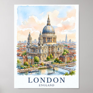 St Paul's Kathedrale London Aquarell Reise Kunst Poster
