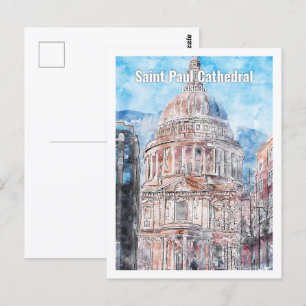 St. Paul's Kathedrale London Reise Wasserfarben Postkarte
