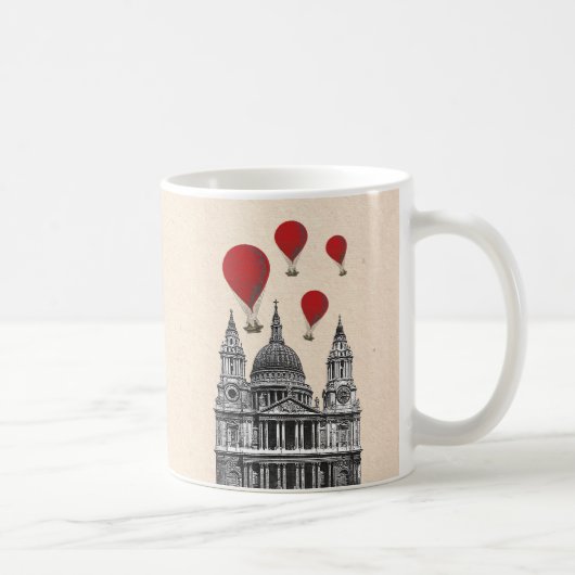 St. Pauls Kathedrale und Red Hot Air Balloons Kaffeetasse (Rechts)