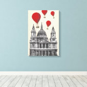 St. Pauls Kathedrale und Red Hot Air Balloons Leinwanddruck (Insitu (Holzboden))