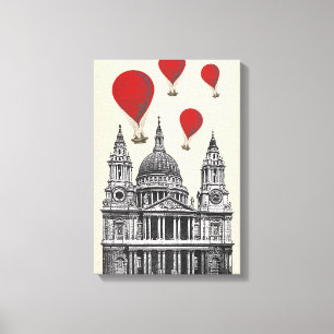 St. Pauls Kathedrale und Red Hot Air Balloons Leinwanddruck
