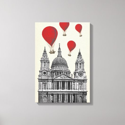 St. Pauls Kathedrale und Red Hot Air Balloons Leinwanddruck (Vorderseite)