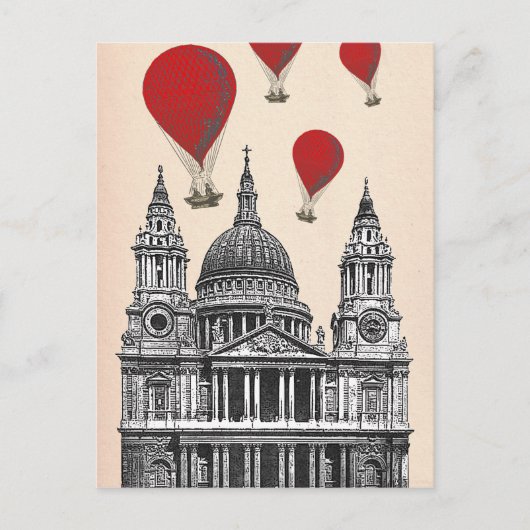 St. Pauls Kathedrale und Red Hot Air Balloons Postkarte (Vorderseite)
