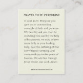 St. Peregrine Schutzheilige der Krebserkrankung Visitenkarte (Rückseite)