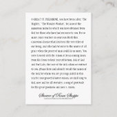 St. Peregrine Schutzheilige der Krebsheiligen Kart Visitenkarte (Rückseite)