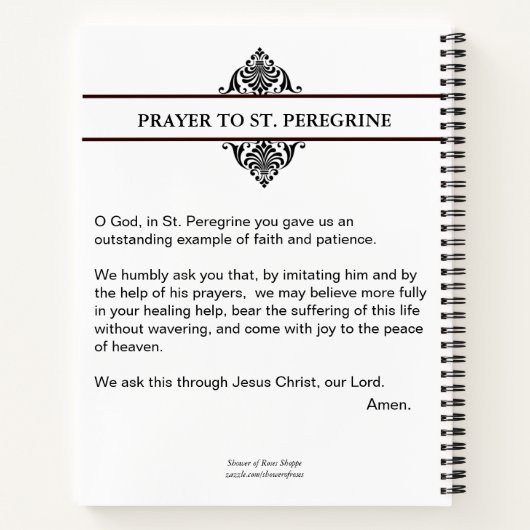 St. Peregrine Schutzheilige der Krebspatienten Notizblock (Rückseite)