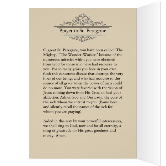 St. Peregrine Schutzheilige des Krebses Religiös (Innen (Links))