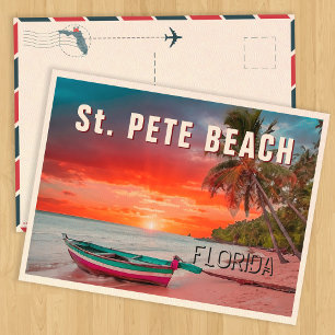 St. Pete Beach Florida Palmbaum Strand Vintage Postkarte