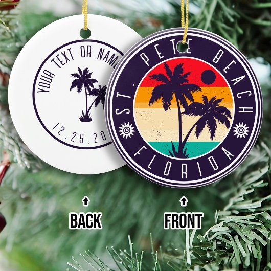 St Pete Beach Florida Retro Palm Tree Travel 80er Keramik Ornament