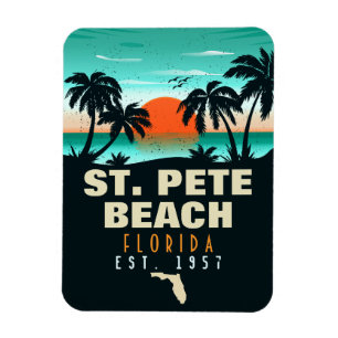 St. Pete Beach Florida Retro Sonnenuntergang Palme Magnet
