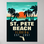 St Pete Beach Florida Retro Sunset Palm Tree 60er Poster (Vorne)