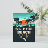 St Pete Beach Florida Retro Sunset Palm Tree 60er Postkarte (Stehend Vorderseite)