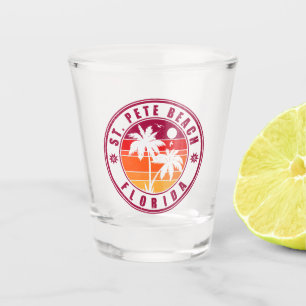 St Pete Beach Florida Retro Sunset Palm Tree 60er Schnapsglas