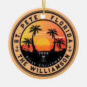 St Pete Beach Florida Retro Sunset Palm Tree 80er Keramik Ornament (Vorne)