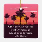 St Pete Beach Florida Retro Sunset Palm Trees 80er Keramikornament (Rückseite)