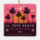 St Pete Beach Florida Retro Sunset Palm Trees 80er Keramikornament (Vorderseite)