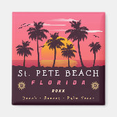 St Pete Beach Florida Retro Sunset Palm Trees 80er Magnet (Vorne)