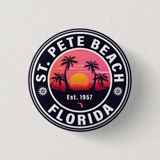 St Pete Beach Florida Retro Sunset Souvenirs 60er Button (Vorderseite)