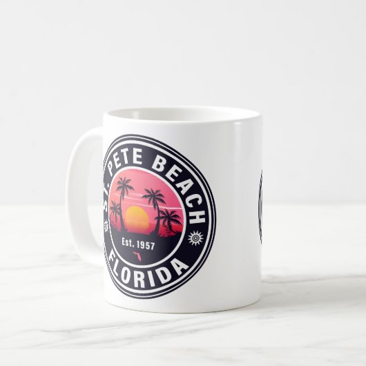 St Pete Beach Florida Retro Sunset Souvenirs 60er Kaffeetasse (Vorderseite Links)