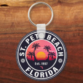 St Pete Beach Florida Retro Sunset Souvenirs 60er Schlüsselanhänger (Rückseite)