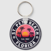 St Pete Beach Florida Retro Sunset Souvenirs 60er Schlüsselanhänger (Rückseite)