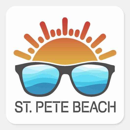 St. Pete Beach Florida Sonnenbrille Quadratischer Aufkleber (Vorderseite)