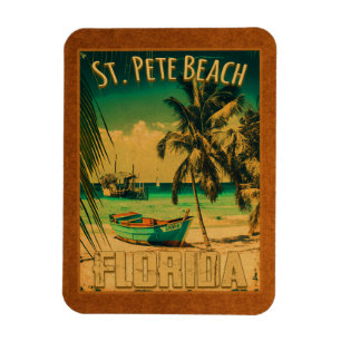 St. Pete Beach Florida Souvenir Vintage Palmen Magnet