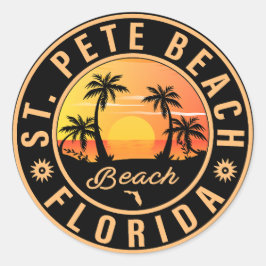 St. Pete Beach Florida Souvenir Vintage Palmen Runder Aufkleber
