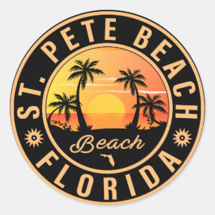 St. Pete Beach Florida Souvenir Vintage Palmen Runder Aufkleber