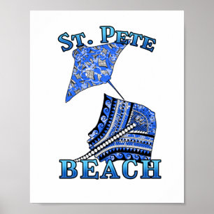 St Pete Beach Florida Vacation Tribal Stingray Poster